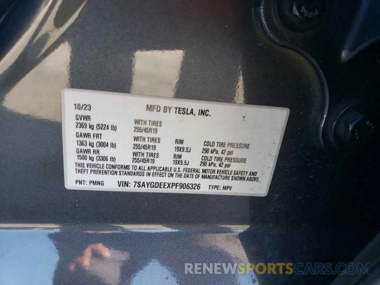 15 Photograph of a damaged car 7SAYGDEEXPF906326 TESLA MODEL Y 2023