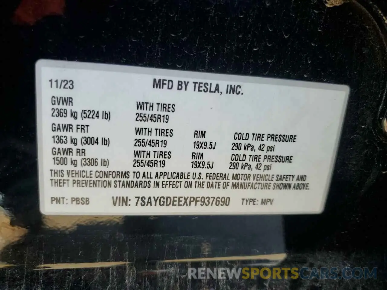 15 Photograph of a damaged car 7SAYGDEEXPF937690 TESLA MODEL Y 2023