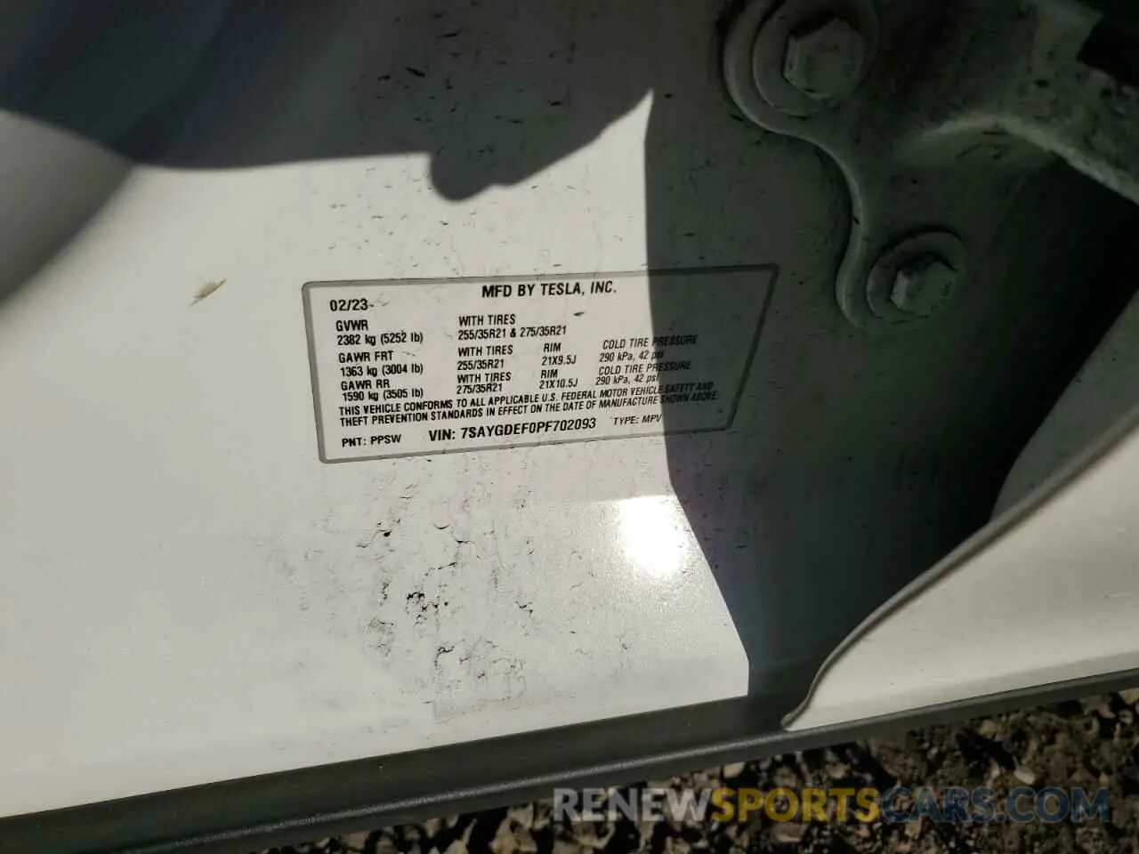 14 Photograph of a damaged car 7SAYGDEF0PF702093 TESLA MODEL Y 2023