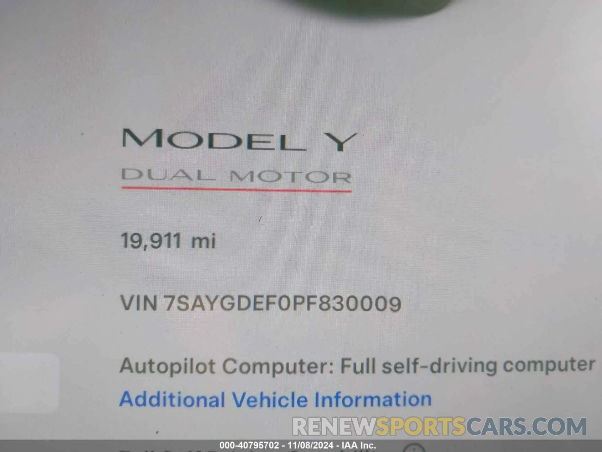 7 Photograph of a damaged car 7SAYGDEF0PF830009 TESLA MODEL Y 2023