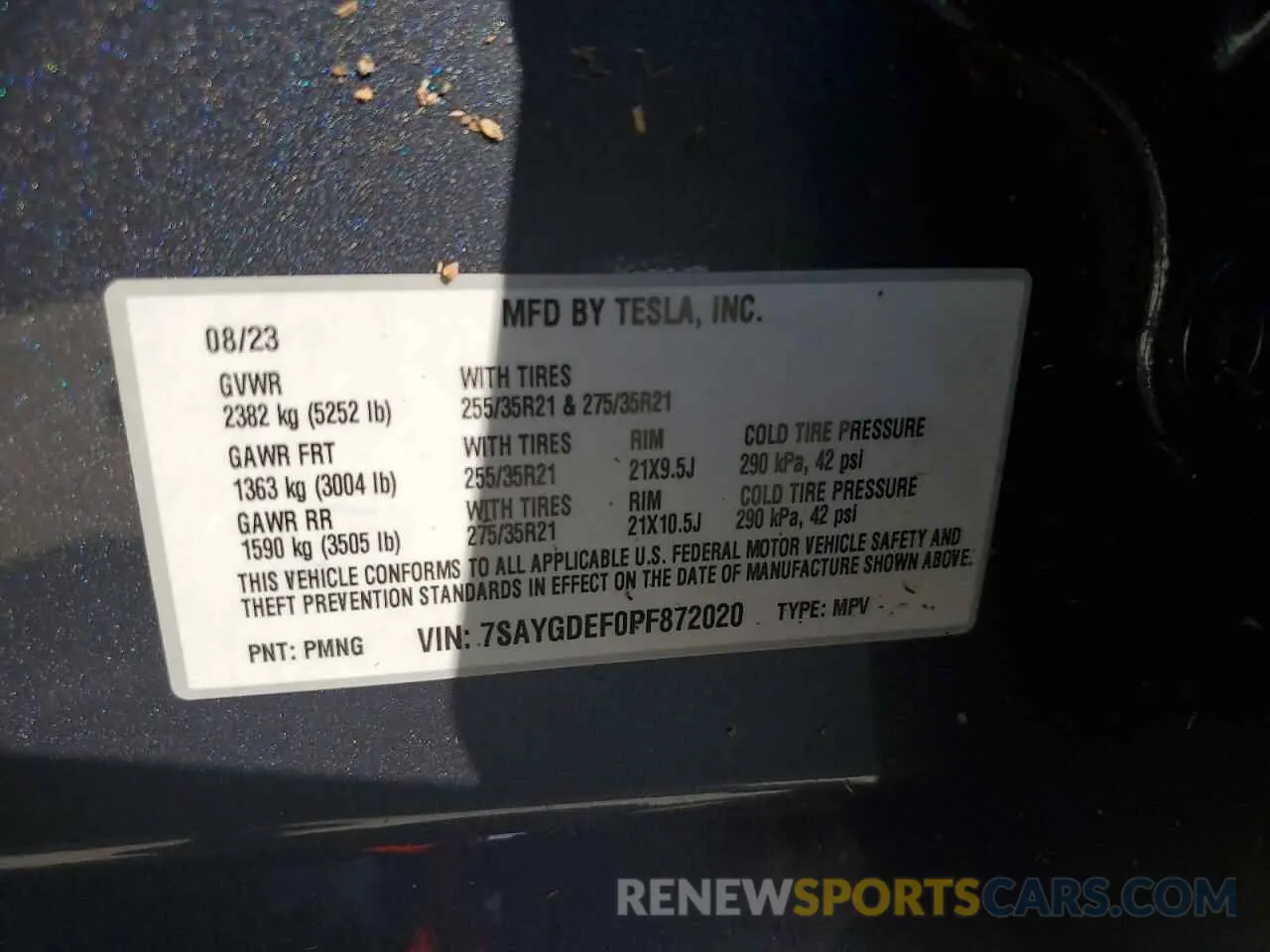13 Photograph of a damaged car 7SAYGDEF0PF872020 TESLA MODEL Y 2023