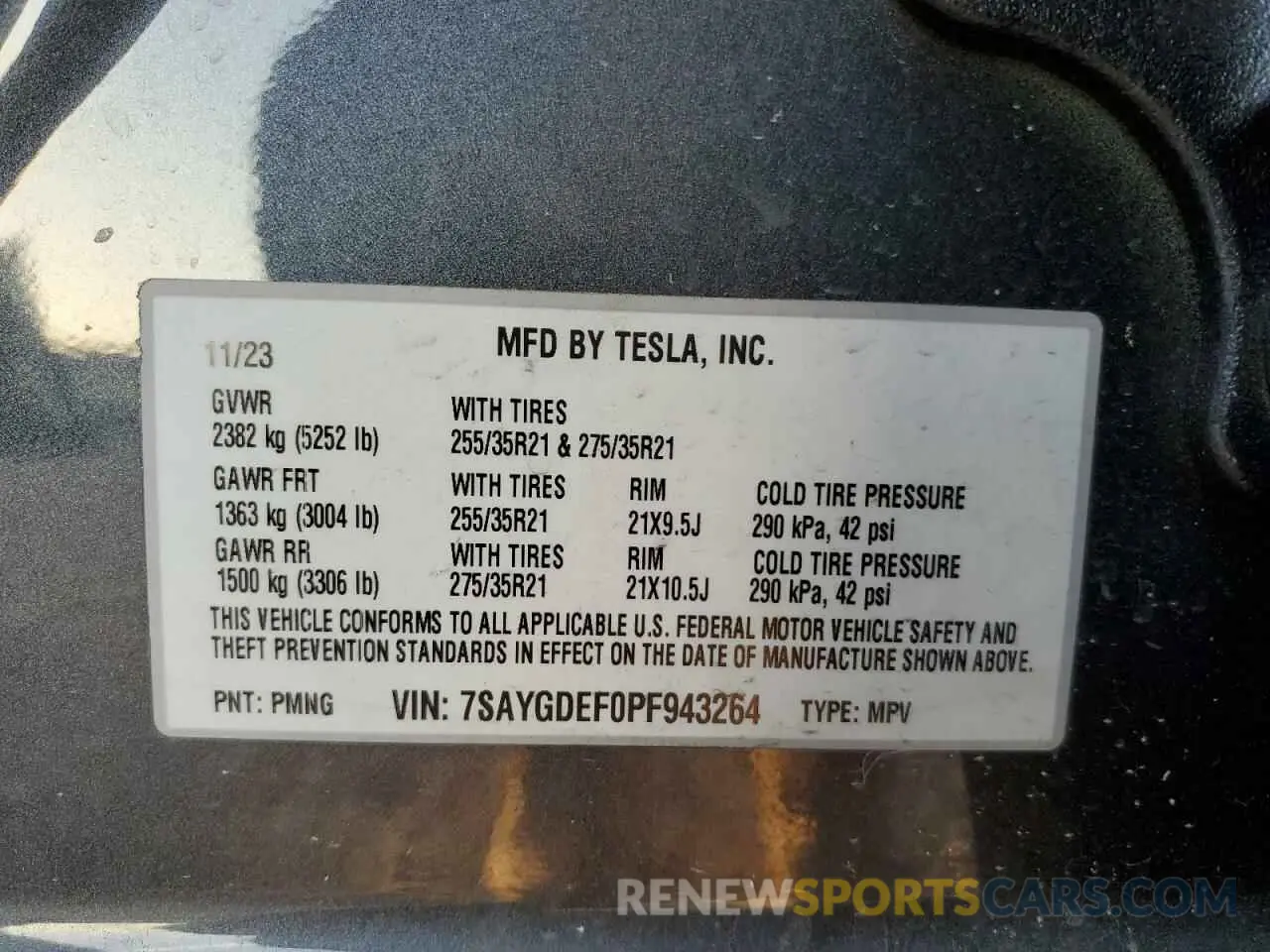 14 Photograph of a damaged car 7SAYGDEF0PF943264 TESLA MODEL Y 2023