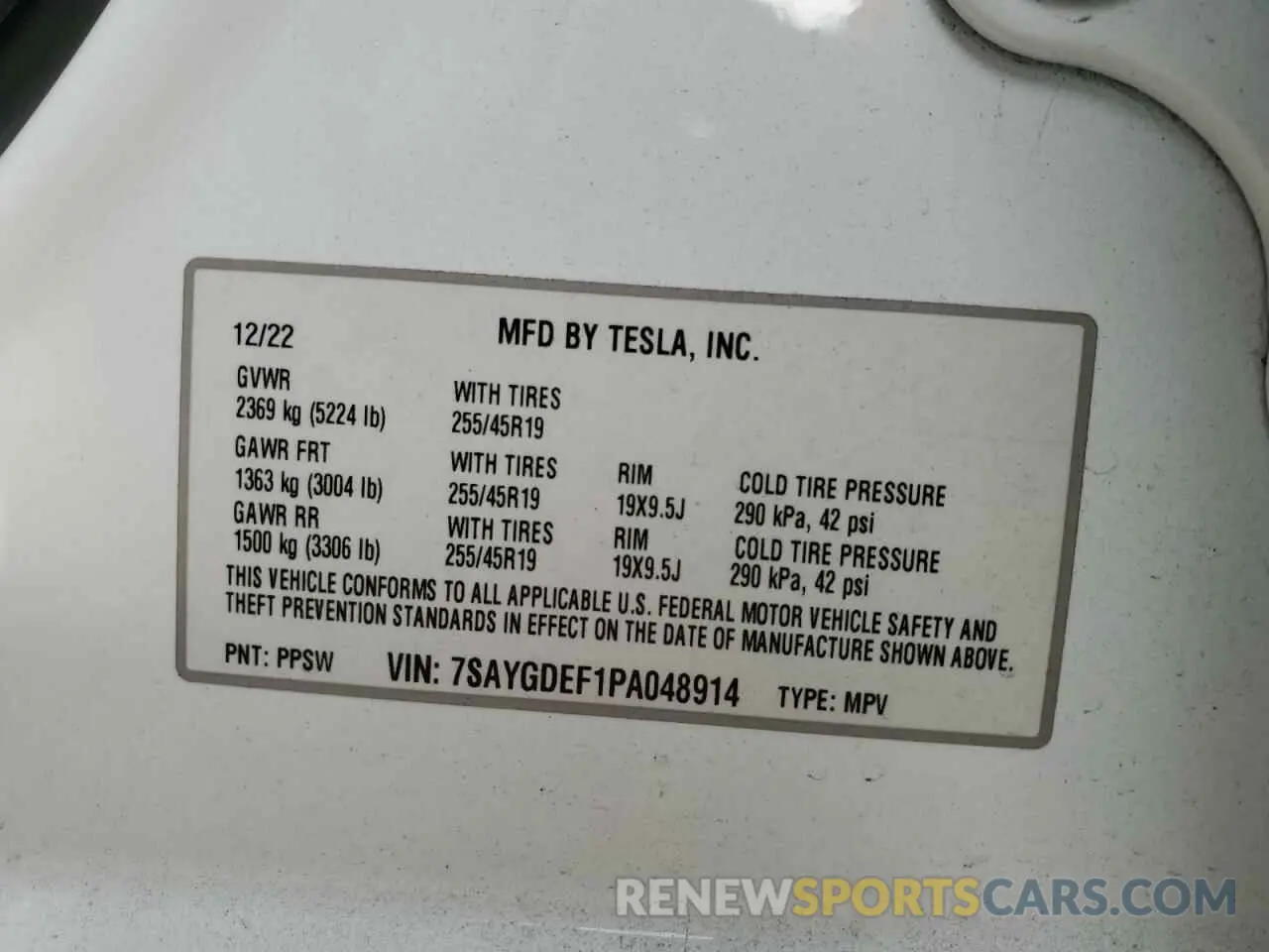 14 Photograph of a damaged car 7SAYGDEF1PA048914 TESLA MODEL Y 2023