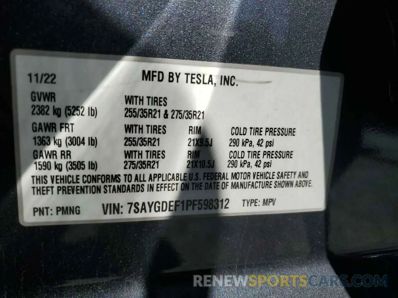13 Photograph of a damaged car 7SAYGDEF1PF598312 TESLA MODEL Y 2023