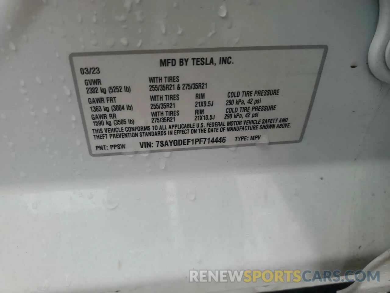 12 Photograph of a damaged car 7SAYGDEF1PF714446 TESLA MODEL Y 2023