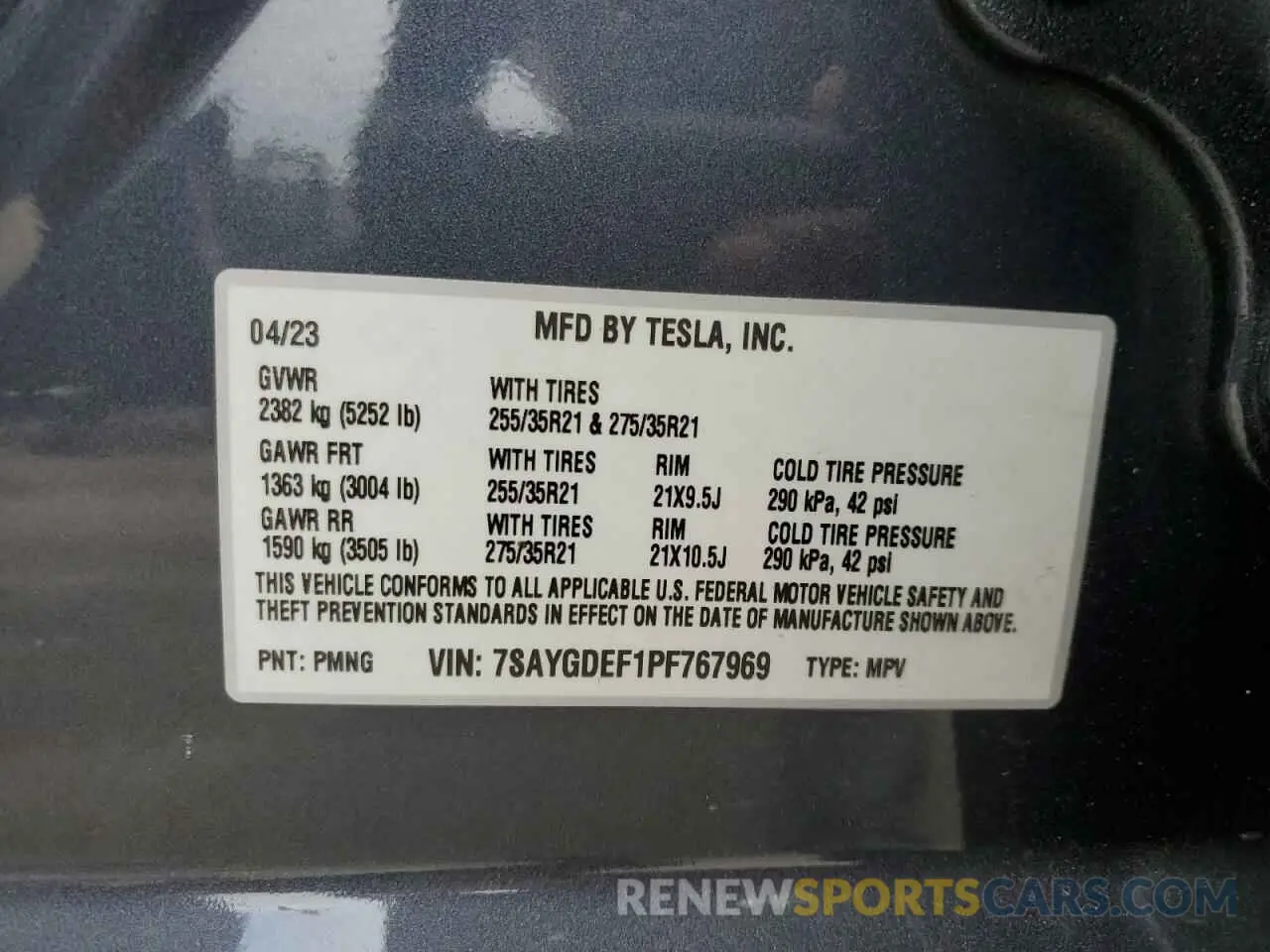 13 Photograph of a damaged car 7SAYGDEF1PF767969 TESLA MODEL Y 2023