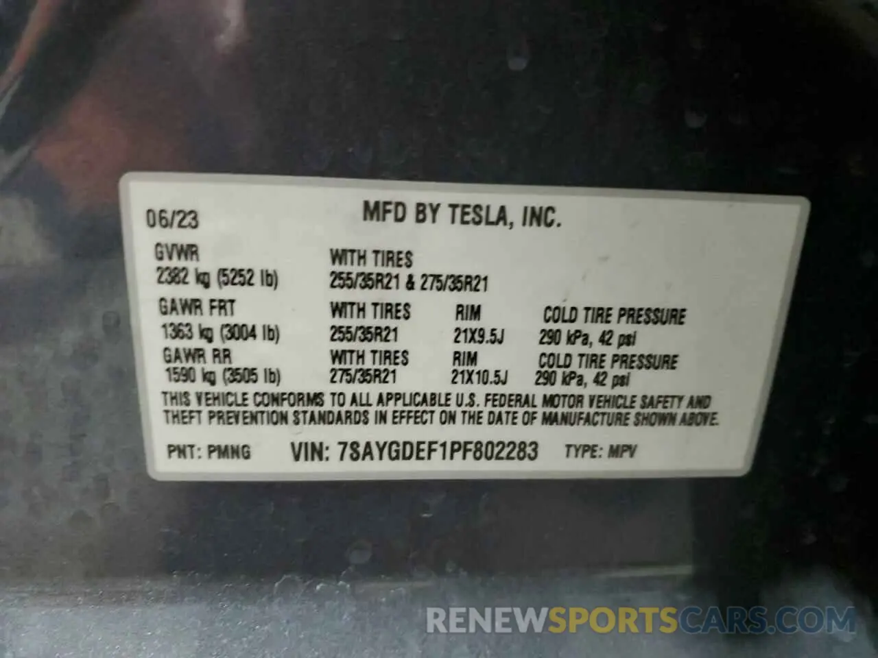 13 Photograph of a damaged car 7SAYGDEF1PF802283 TESLA MODEL Y 2023