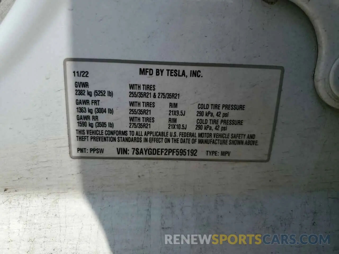 14 Photograph of a damaged car 7SAYGDEF2PF595192 TESLA MODEL Y 2023