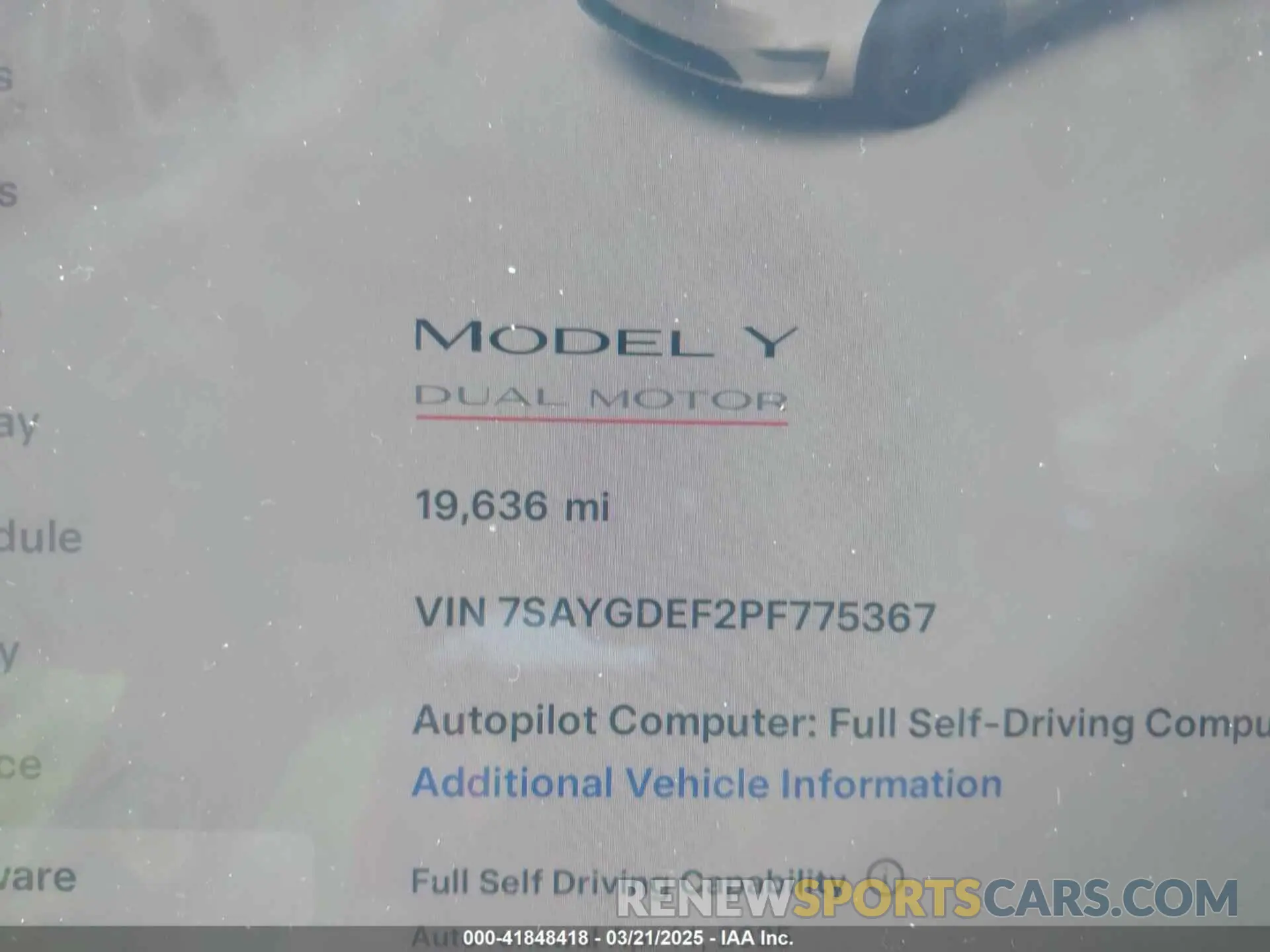 7 Photograph of a damaged car 7SAYGDEF2PF775367 TESLA MODEL Y 2023