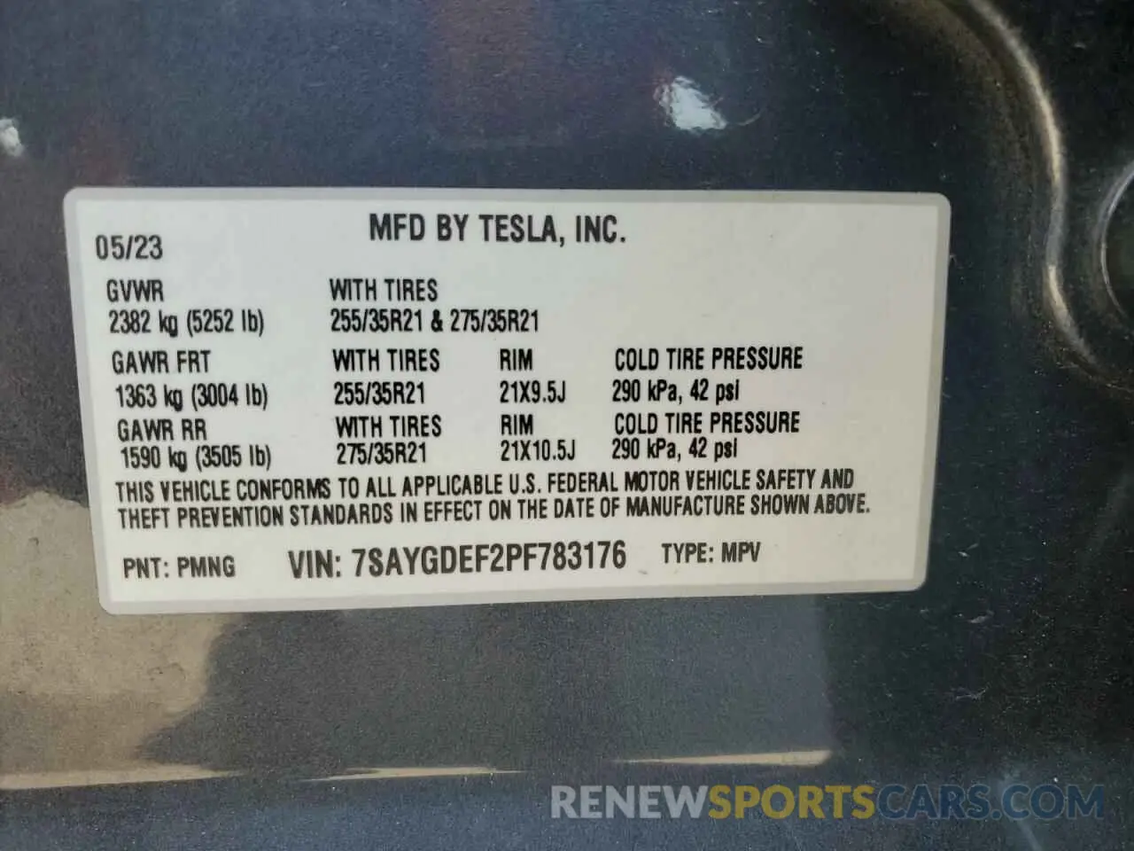 13 Photograph of a damaged car 7SAYGDEF2PF783176 TESLA MODEL Y 2023