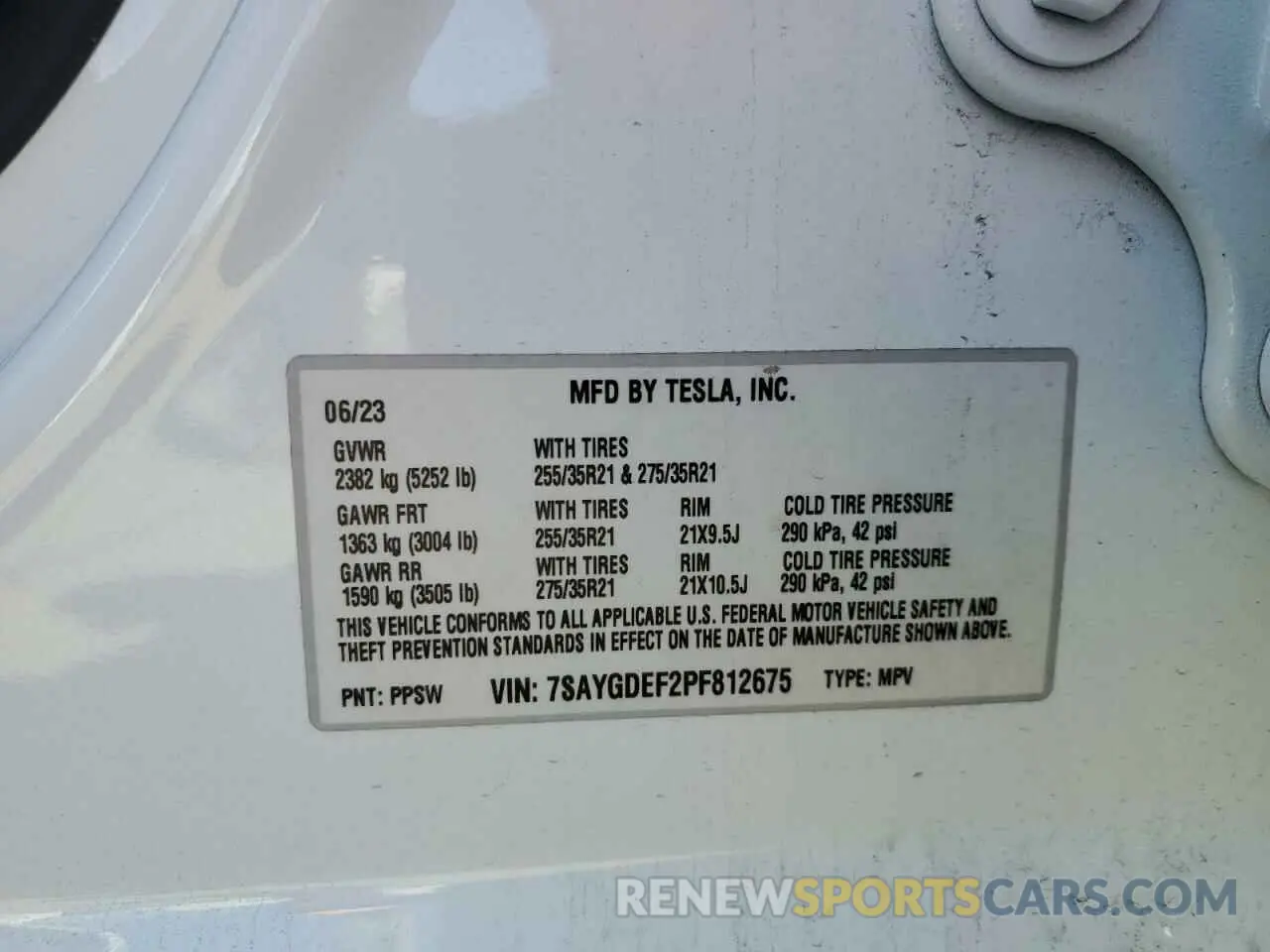 14 Photograph of a damaged car 7SAYGDEF2PF812675 TESLA MODEL Y 2023