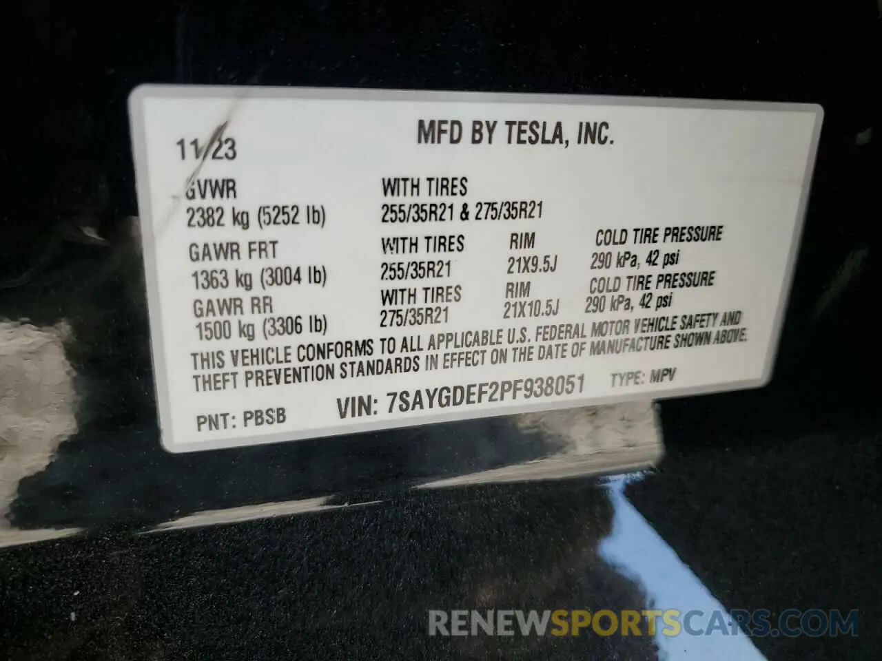 13 Photograph of a damaged car 7SAYGDEF2PF938051 TESLA MODEL Y 2023