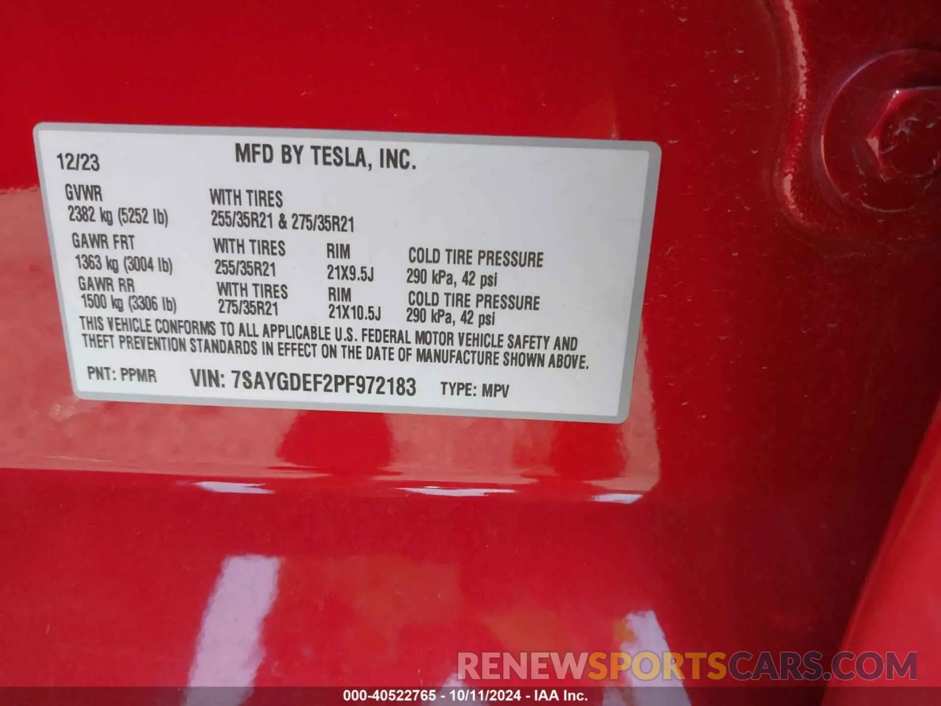 9 Photograph of a damaged car 7SAYGDEF2PF972183 TESLA MODEL Y 2023