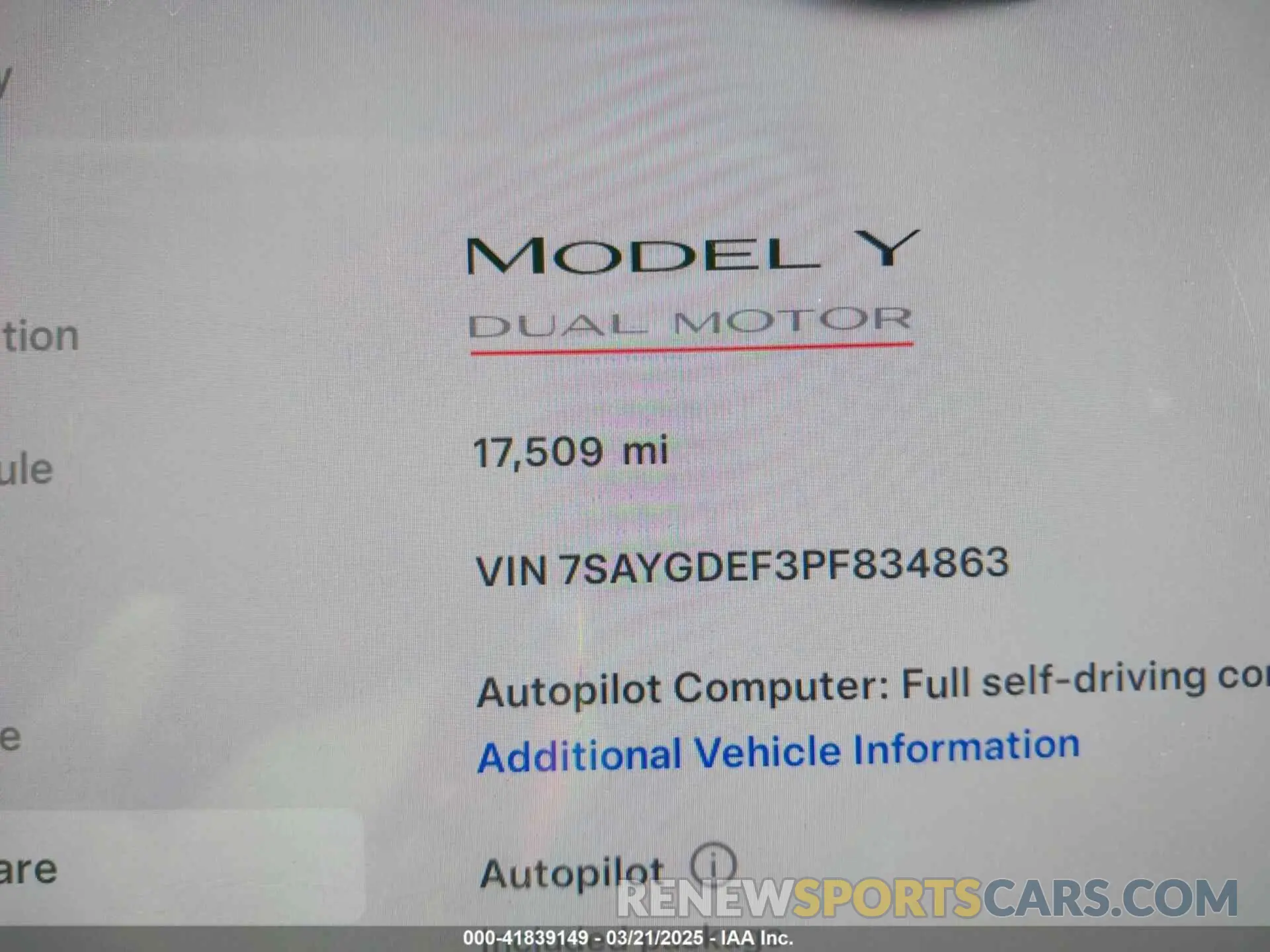 16 Photograph of a damaged car 7SAYGDEF3PF834863 TESLA MODEL Y 2023