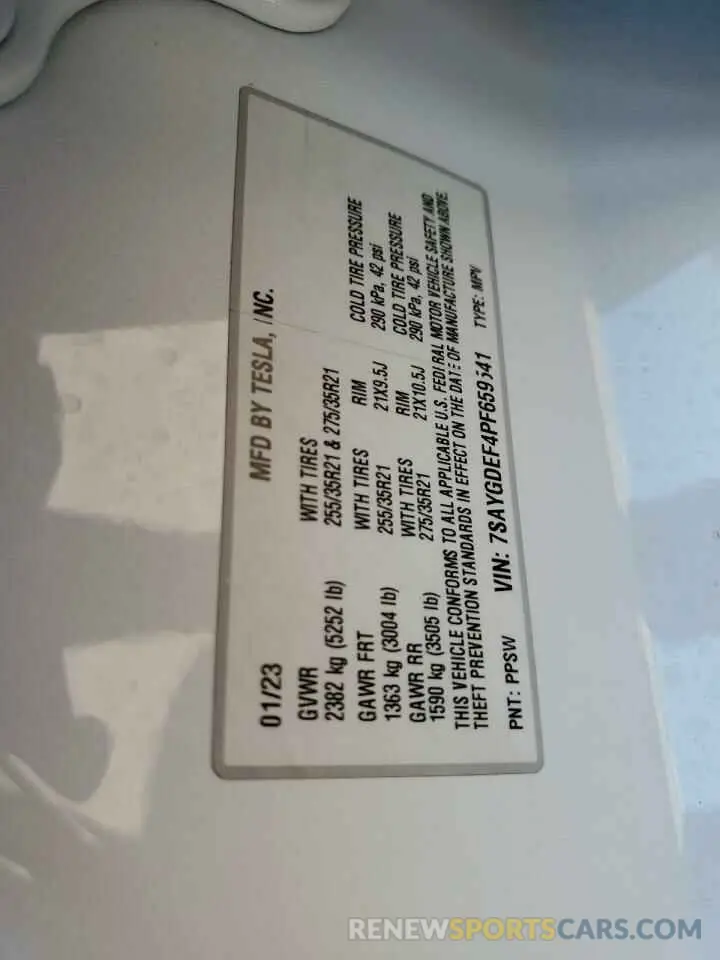 12 Photograph of a damaged car 7SAYGDEF4PF659541 TESLA MODEL Y 2023