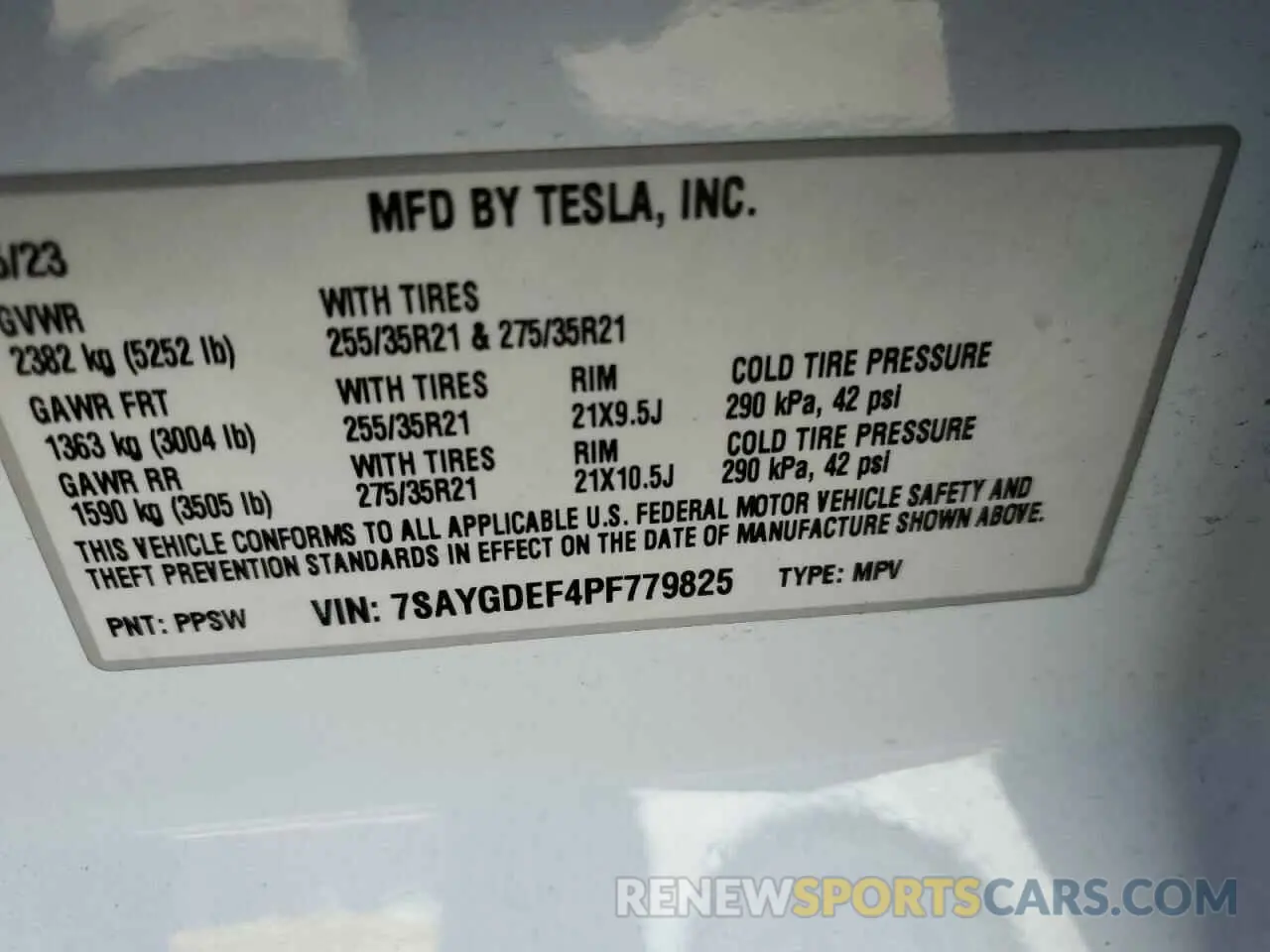 15 Photograph of a damaged car 7SAYGDEF4PF779825 TESLA MODEL Y 2023