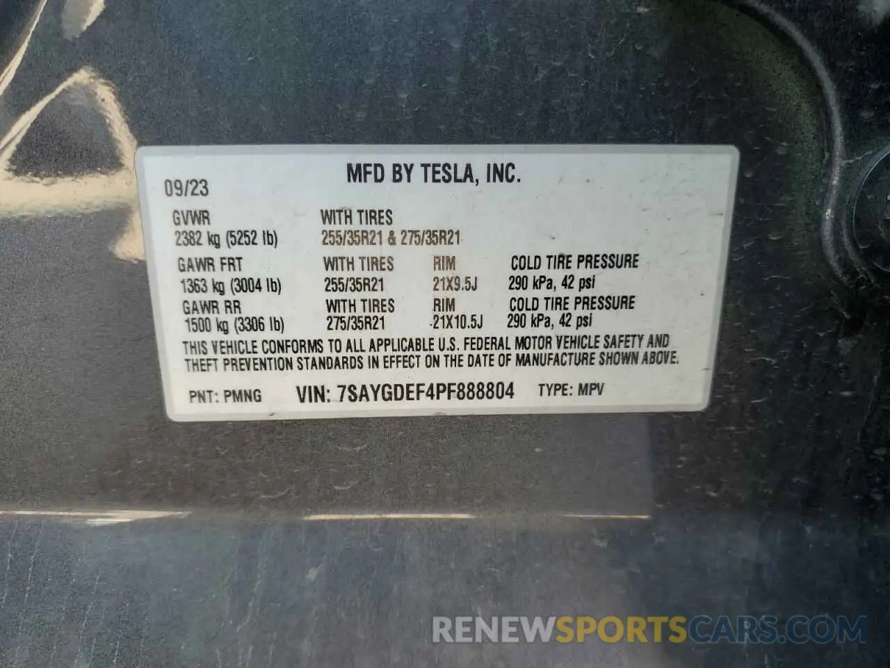 13 Photograph of a damaged car 7SAYGDEF4PF888804 TESLA MODEL Y 2023