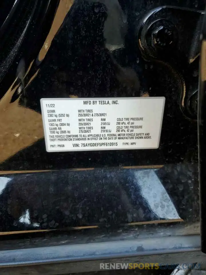 12 Photograph of a damaged car 7SAYGDEF5PF610915 TESLA MODEL Y 2023