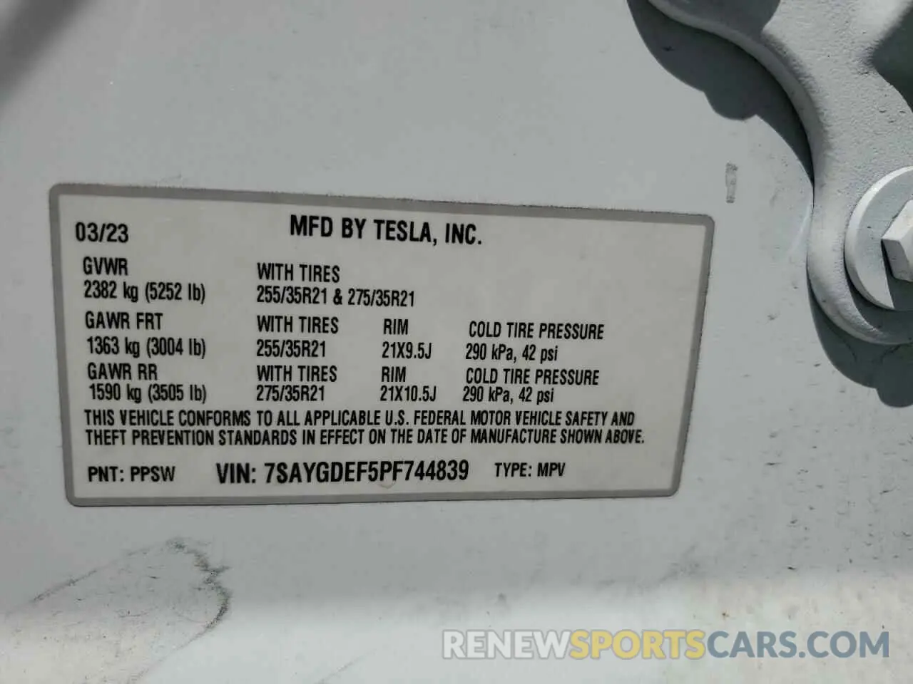 14 Photograph of a damaged car 7SAYGDEF5PF744839 TESLA MODEL Y 2023