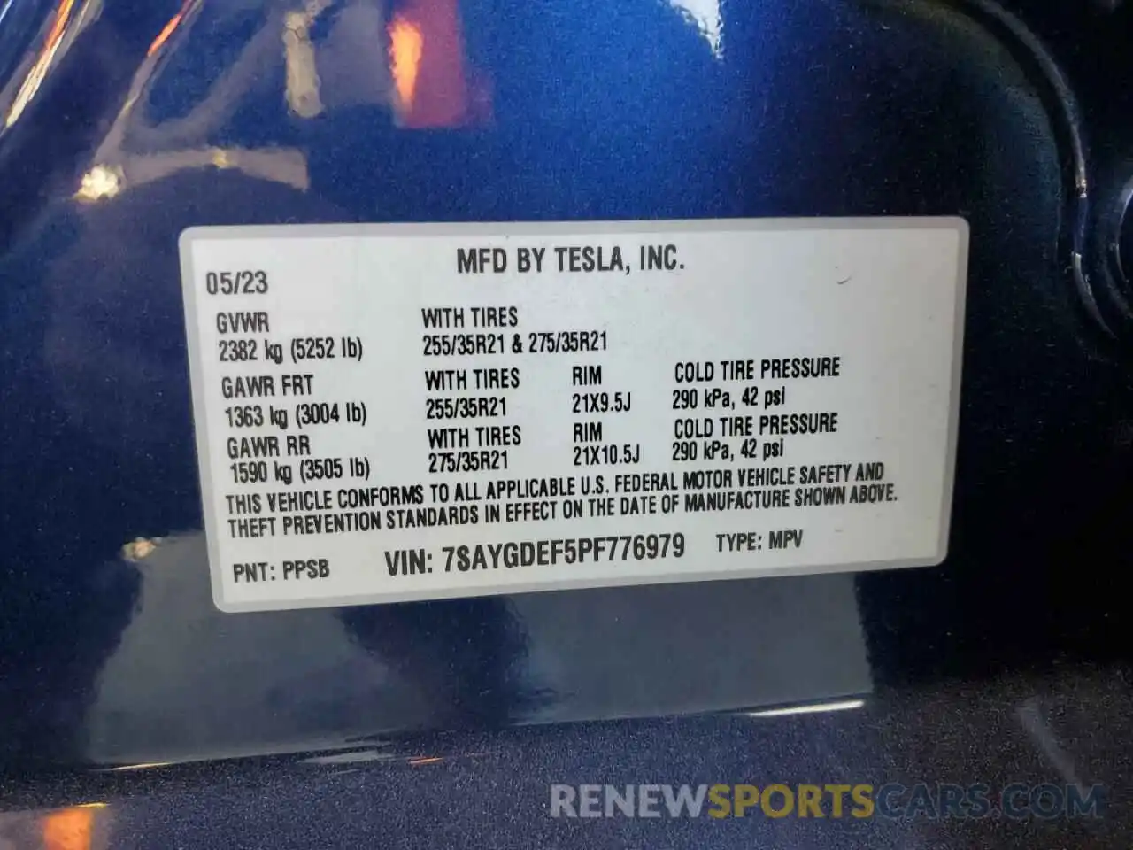 13 Photograph of a damaged car 7SAYGDEF5PF776979 TESLA MODEL Y 2023