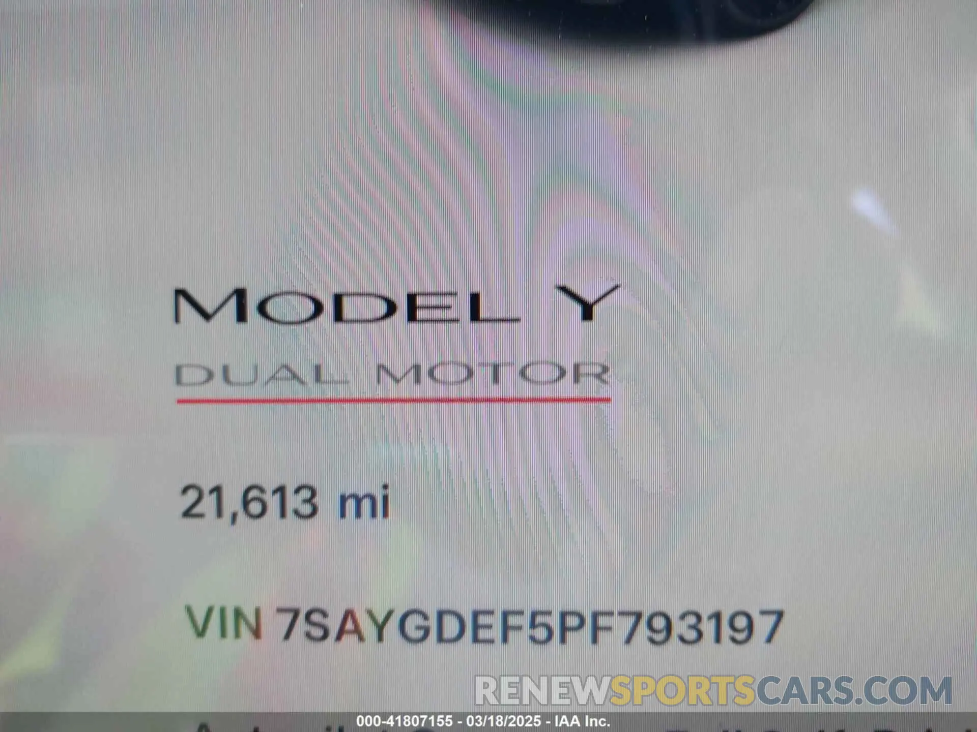 7 Photograph of a damaged car 7SAYGDEF5PF793197 TESLA MODEL Y 2023