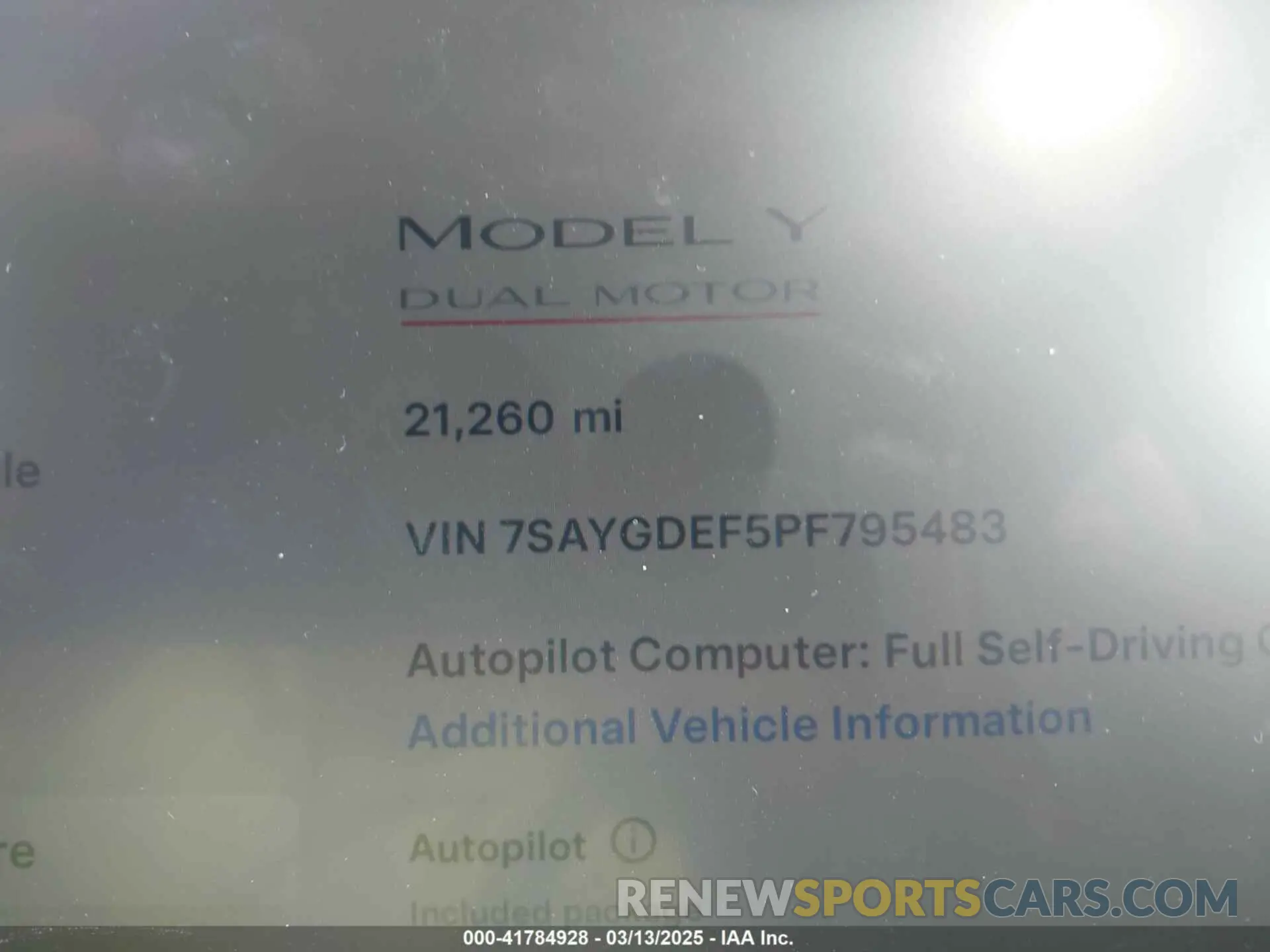 7 Photograph of a damaged car 7SAYGDEF5PF795483 TESLA MODEL Y 2023