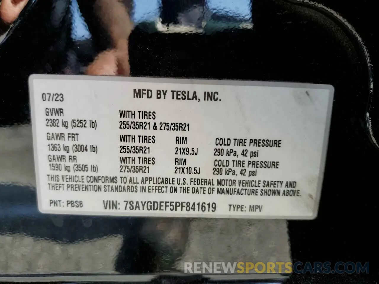 14 Photograph of a damaged car 7SAYGDEF5PF841619 TESLA MODEL Y 2023