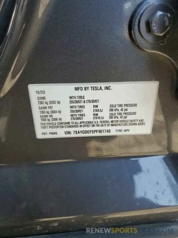 12 Photograph of a damaged car 7SAYGDEF5PF901740 TESLA MODEL Y 2023