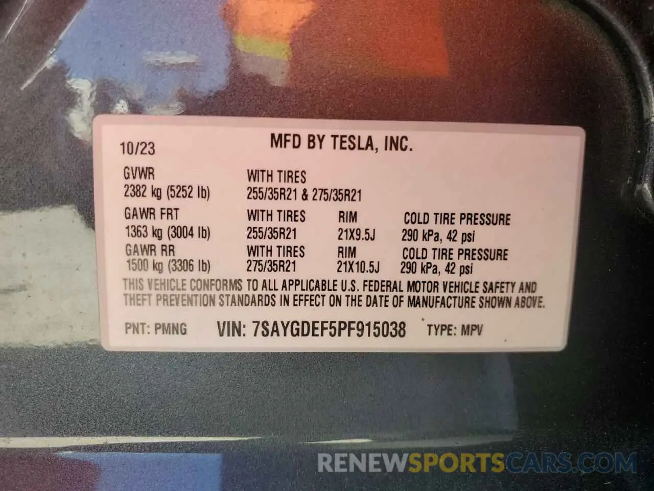 14 Photograph of a damaged car 7SAYGDEF5PF915038 TESLA MODEL Y 2023