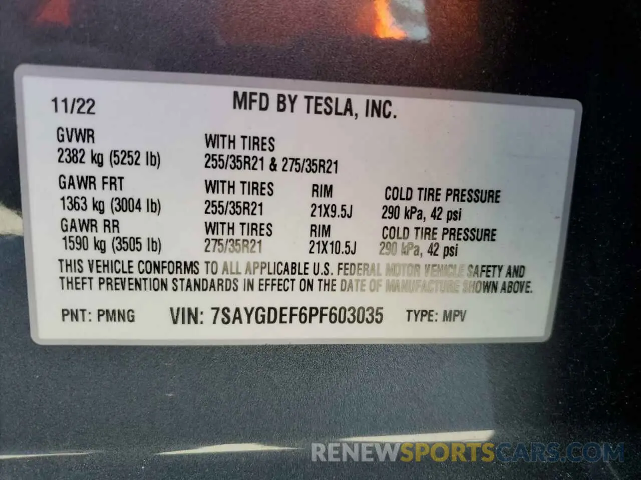 14 Photograph of a damaged car 7SAYGDEF6PF603035 TESLA MODEL Y 2023