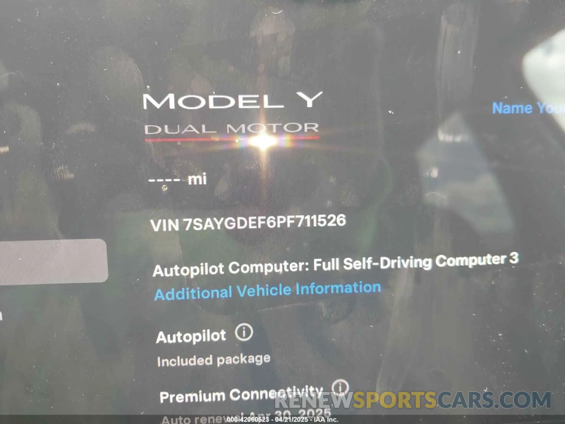 7 Photograph of a damaged car 7SAYGDEF6PF711526 TESLA MODEL Y 2023