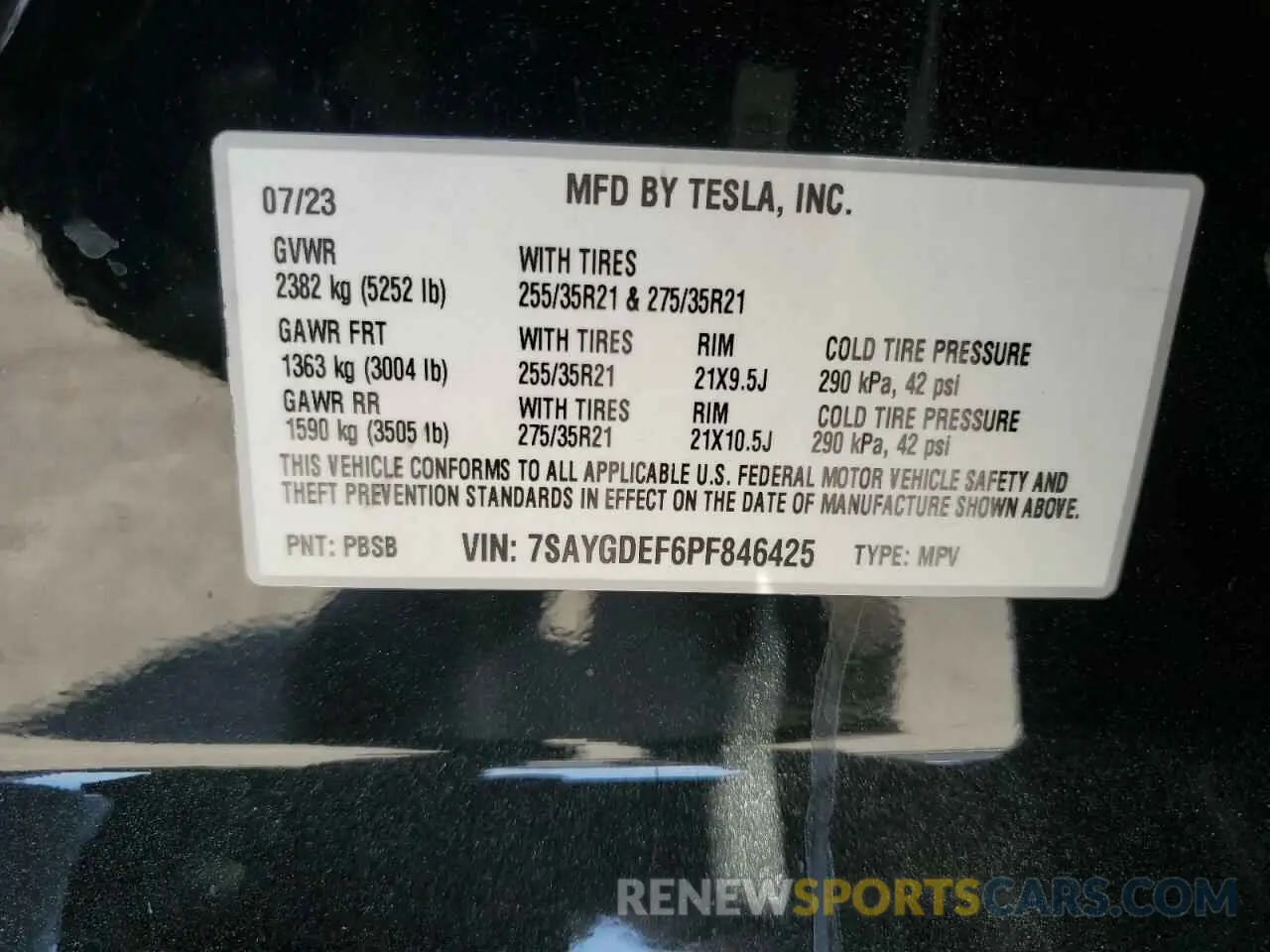 13 Photograph of a damaged car 7SAYGDEF6PF846425 TESLA MODEL Y 2023