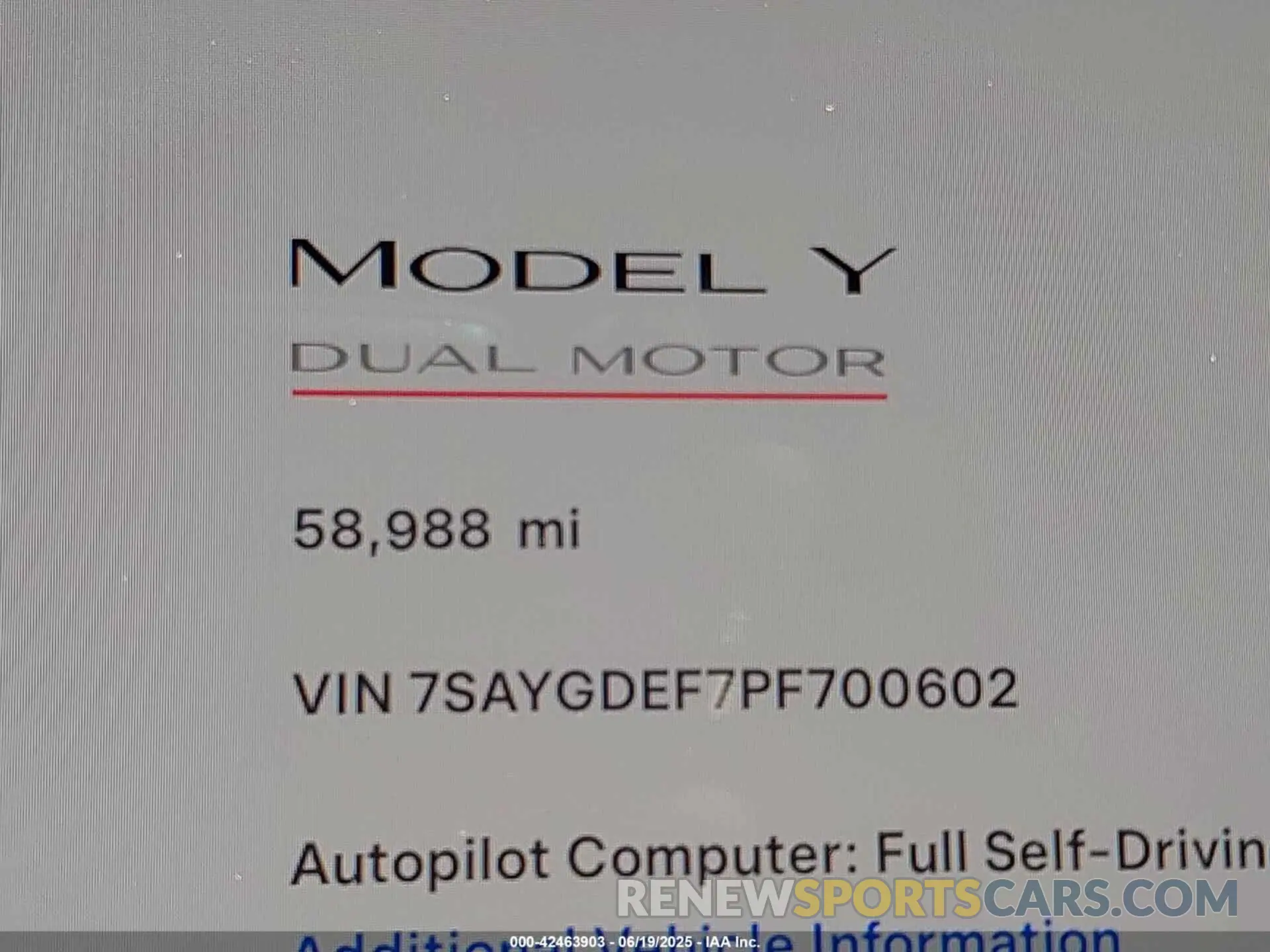 15 Photograph of a damaged car 7SAYGDEF7PF700602 TESLA MODEL Y 2023