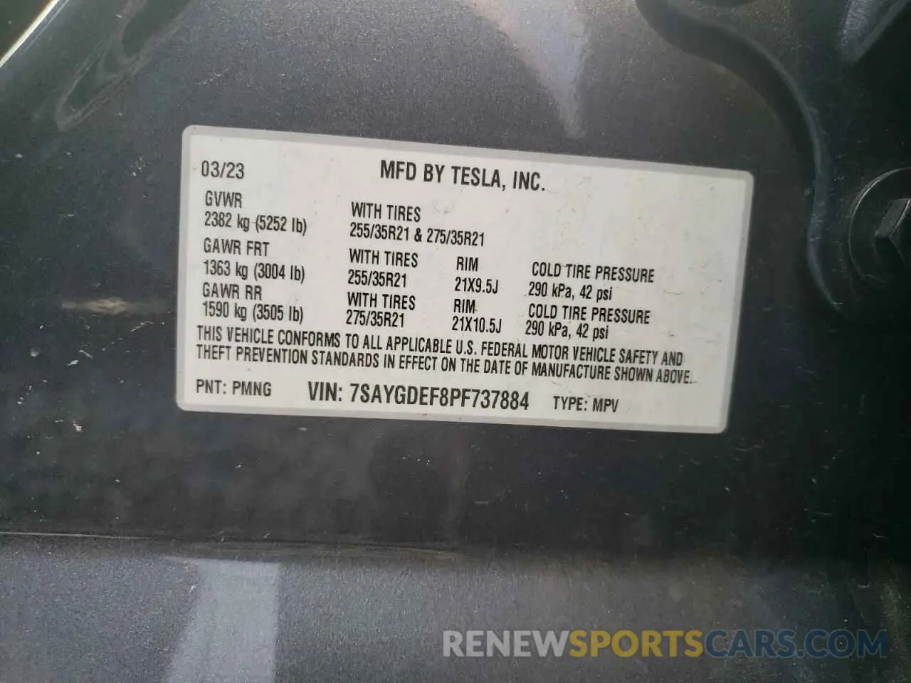 12 Photograph of a damaged car 7SAYGDEF8PF737884 TESLA MODEL Y 2023