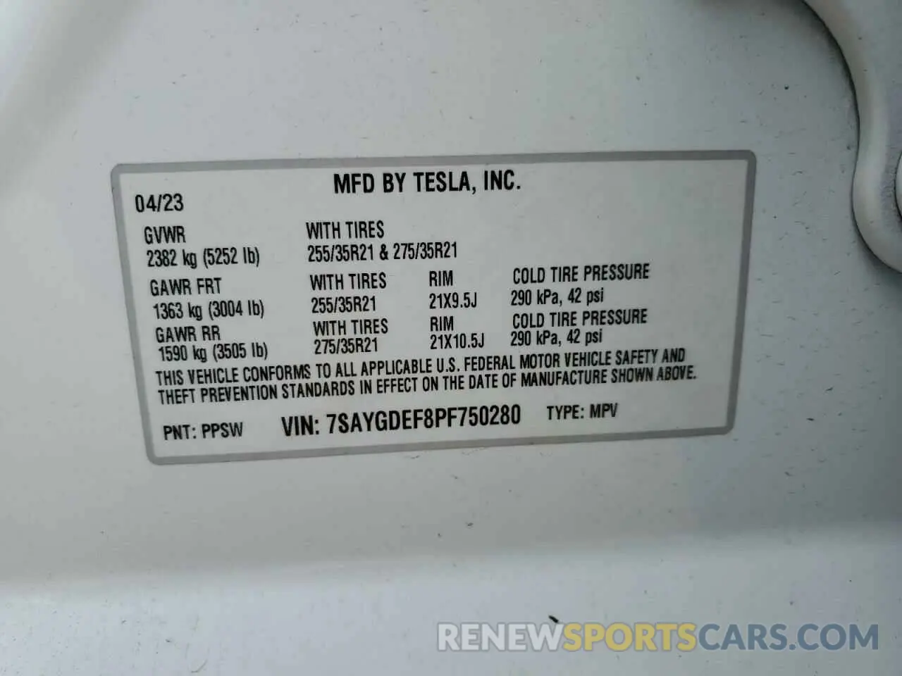 14 Photograph of a damaged car 7SAYGDEF8PF750280 TESLA MODEL Y 2023