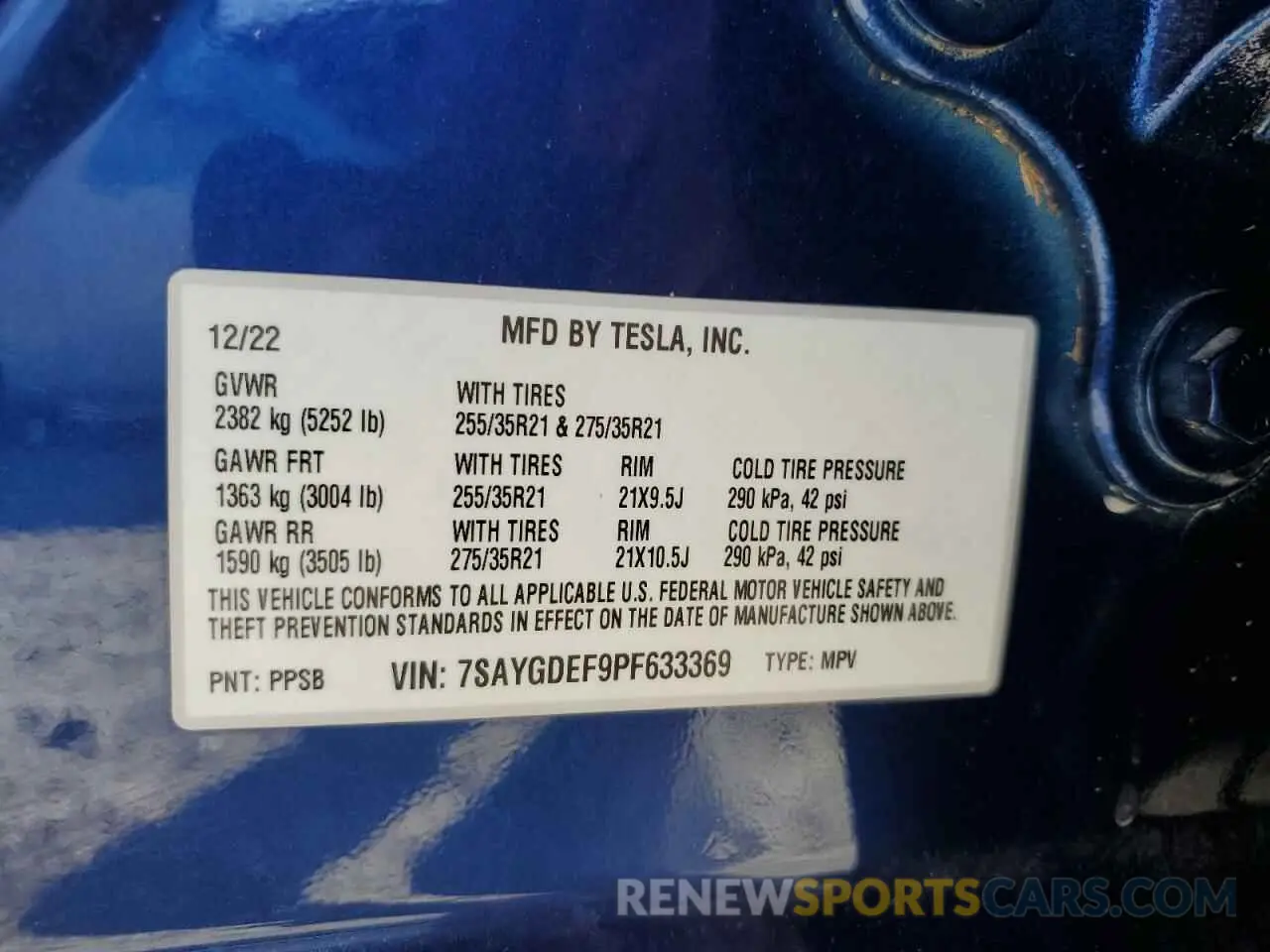 13 Photograph of a damaged car 7SAYGDEF9PF633369 TESLA MODEL Y 2023