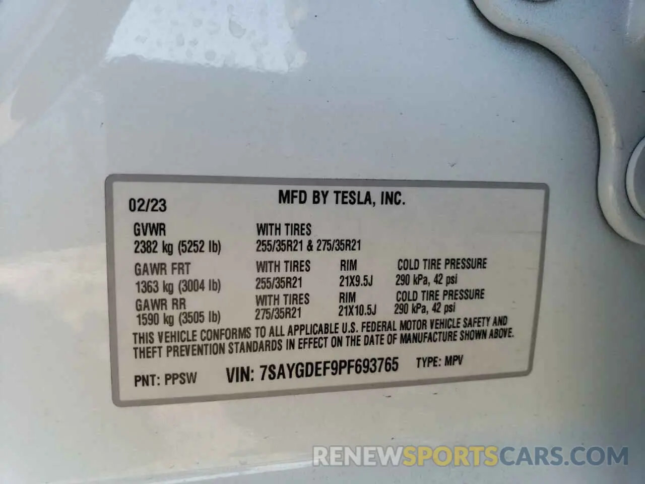 14 Photograph of a damaged car 7SAYGDEF9PF693765 TESLA MODEL Y 2023