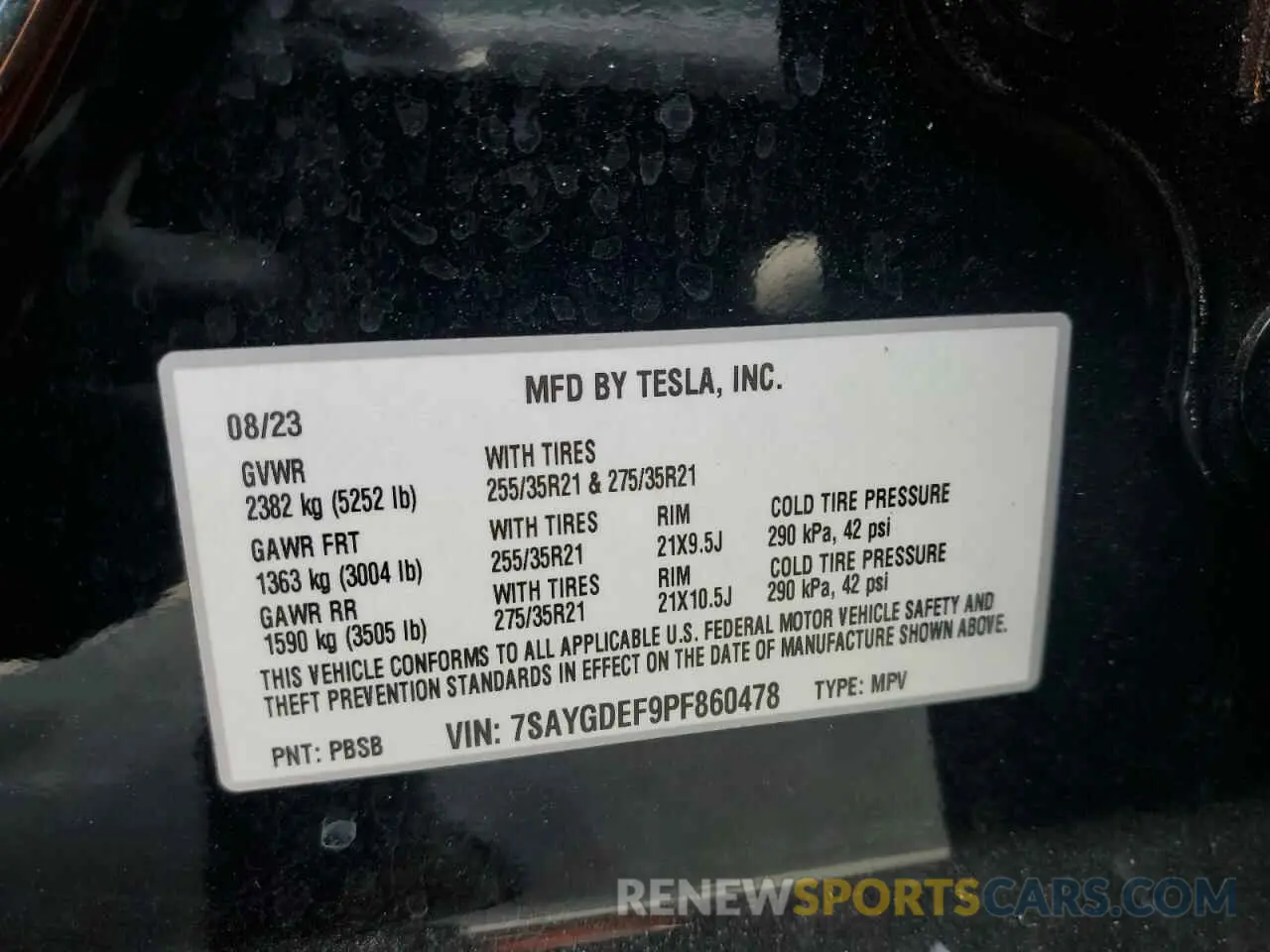 14 Photograph of a damaged car 7SAYGDEF9PF860478 TESLA MODEL Y 2023