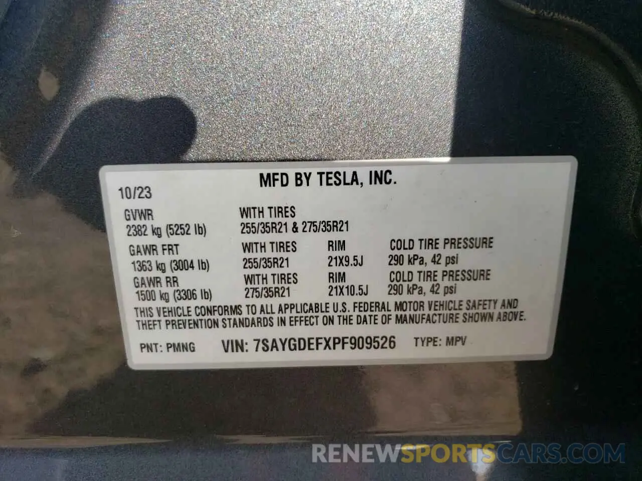 13 Photograph of a damaged car 7SAYGDEFXPF909526 TESLA MODEL Y 2023