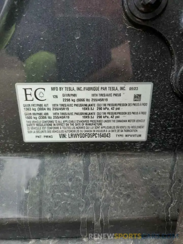 14 Photograph of a damaged car LRWYGDFD5PC164043 TESLA MODEL Y 2023
