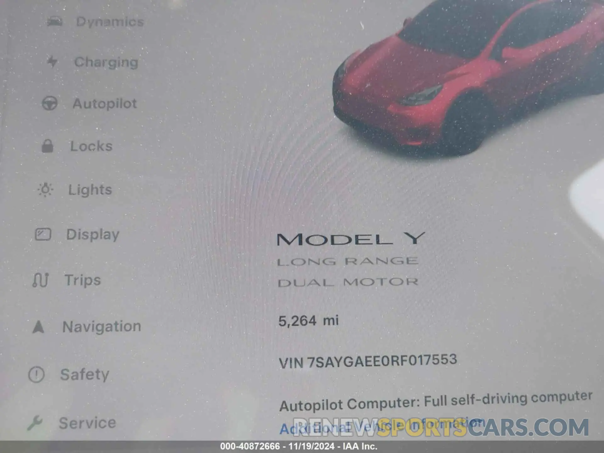 7 Photograph of a damaged car 7SAYGAEE0RF017553 TESLA MODEL Y 2024