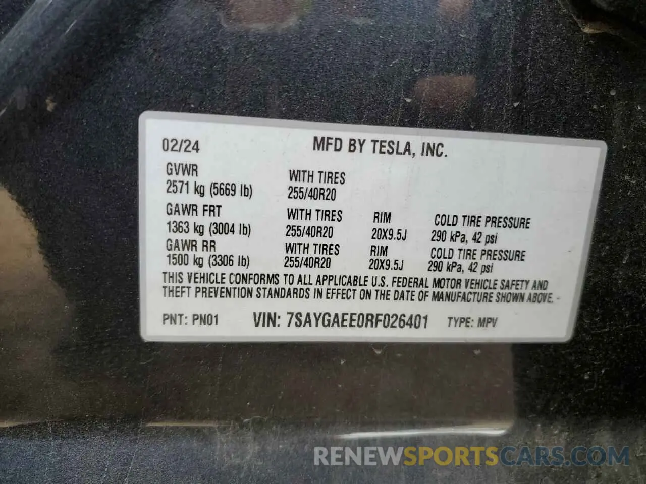 13 Photograph of a damaged car 7SAYGAEE0RF026401 TESLA MODEL Y 2024