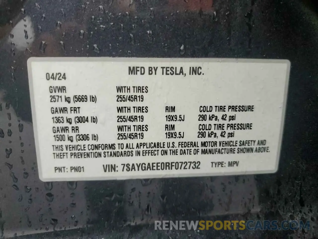 12 Photograph of a damaged car 7SAYGAEE0RF072732 TESLA MODEL Y 2024