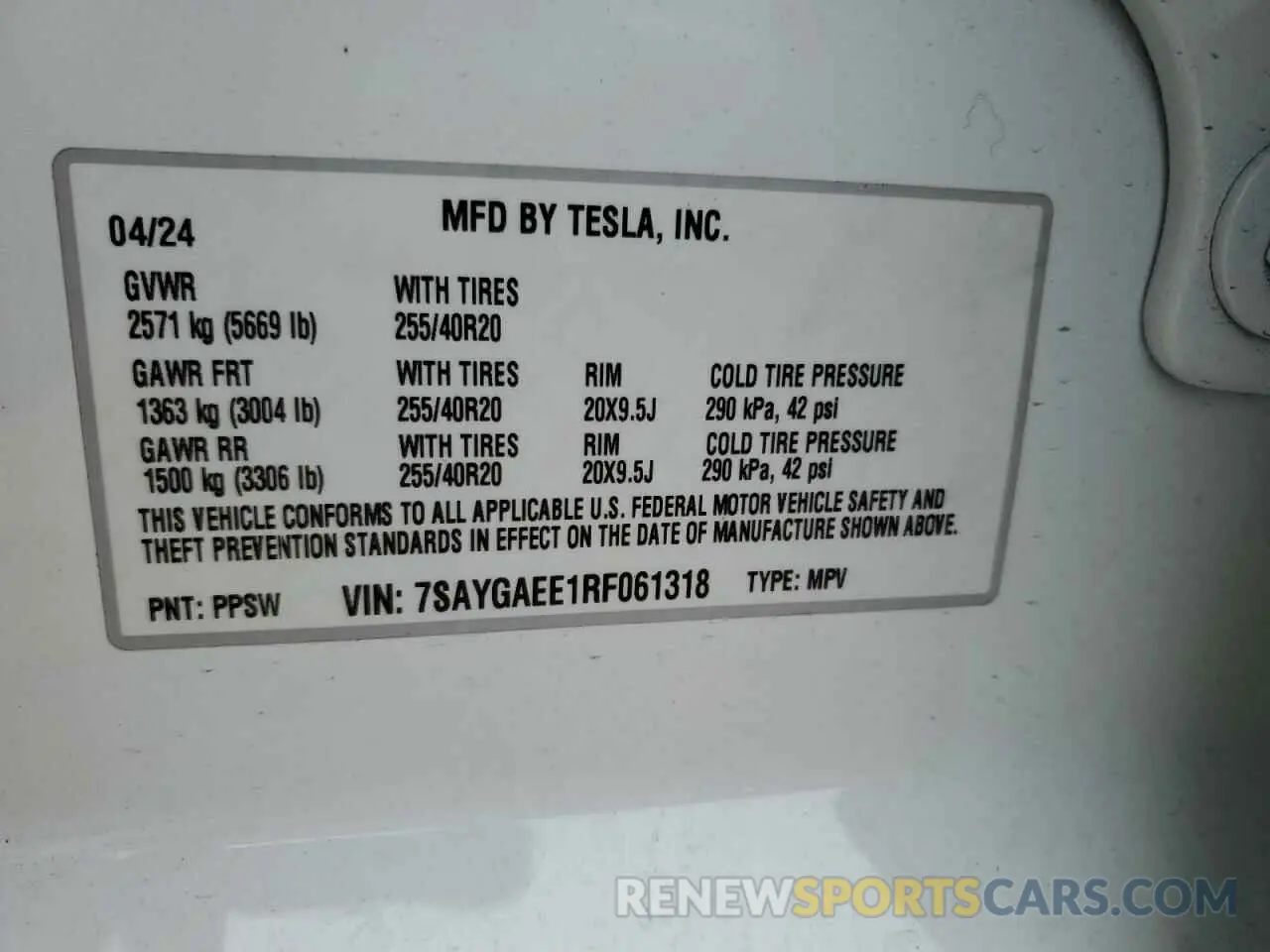 12 Photograph of a damaged car 7SAYGAEE1RF061318 TESLA MODEL Y 2024