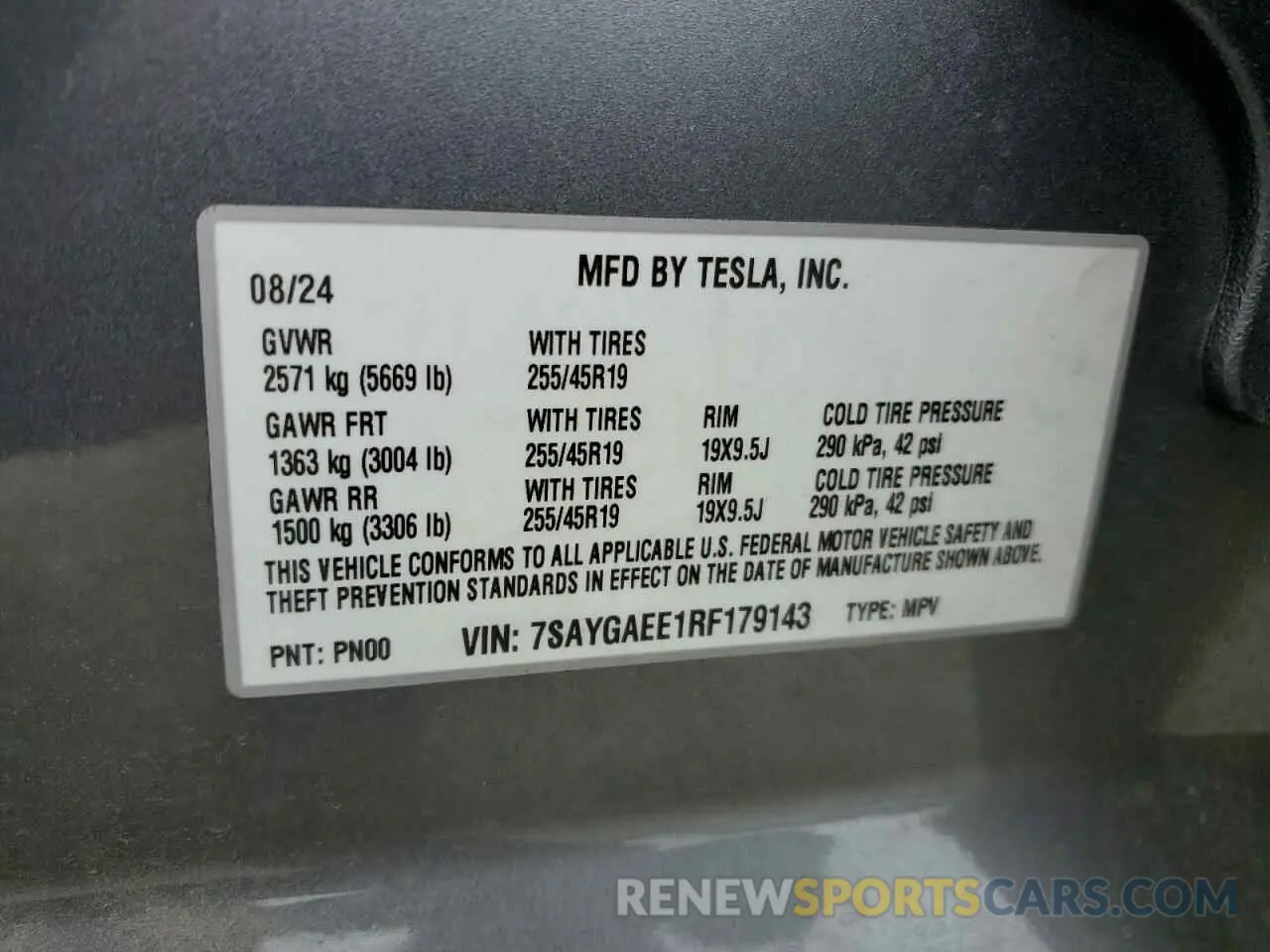 13 Photograph of a damaged car 7SAYGAEE1RF179143 TESLA MODEL Y 2024
