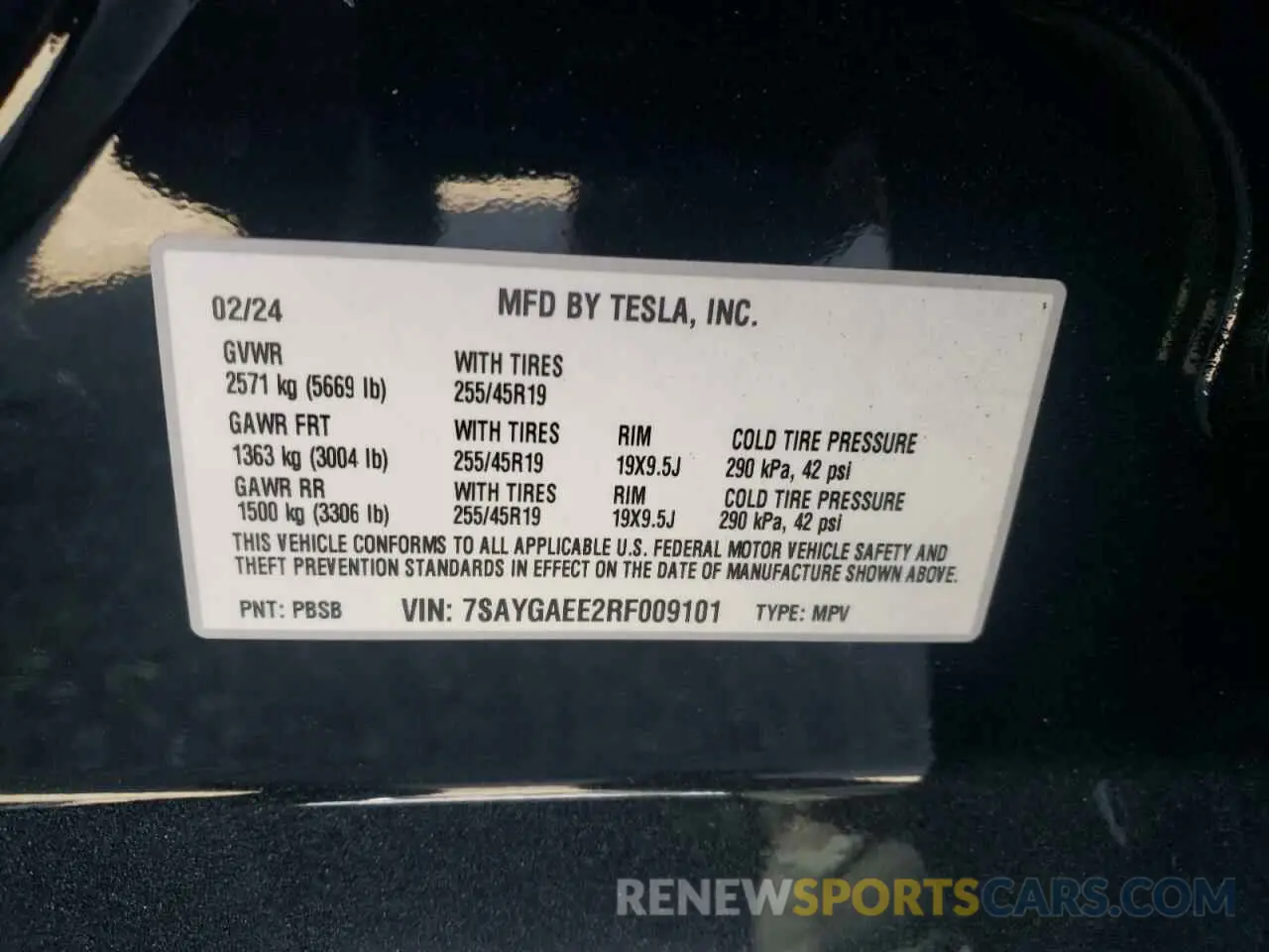 12 Photograph of a damaged car 7SAYGAEE2RF009101 TESLA MODEL Y 2024