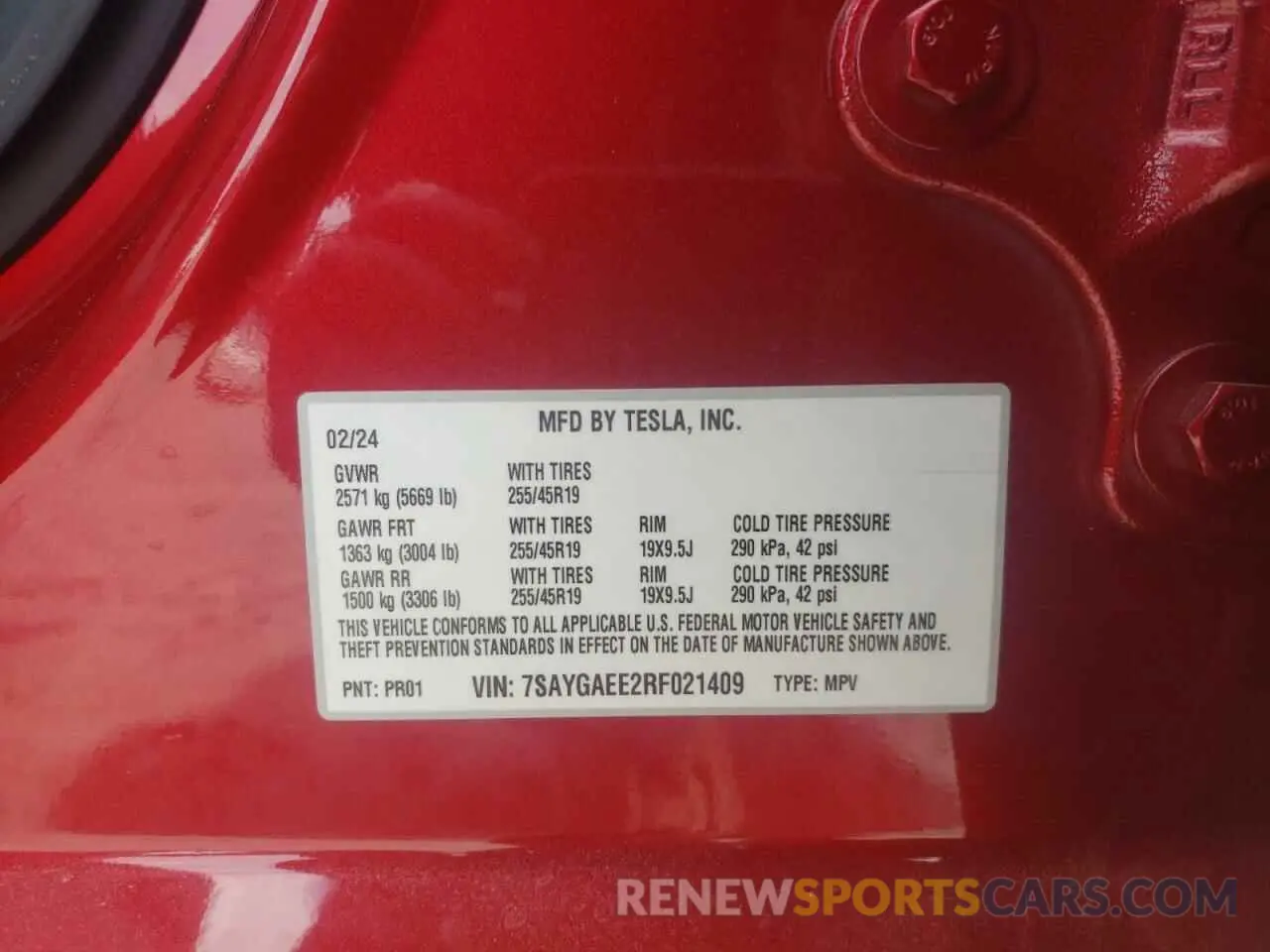 12 Photograph of a damaged car 7SAYGAEE2RF021409 TESLA MODEL Y 2024