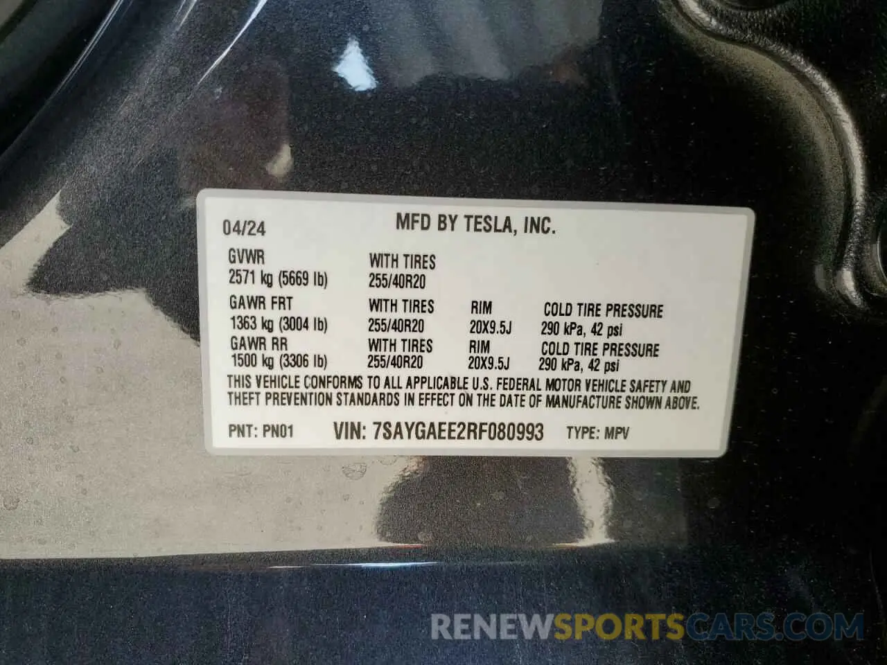 12 Photograph of a damaged car 7SAYGAEE2RF080993 TESLA MODEL Y 2024
