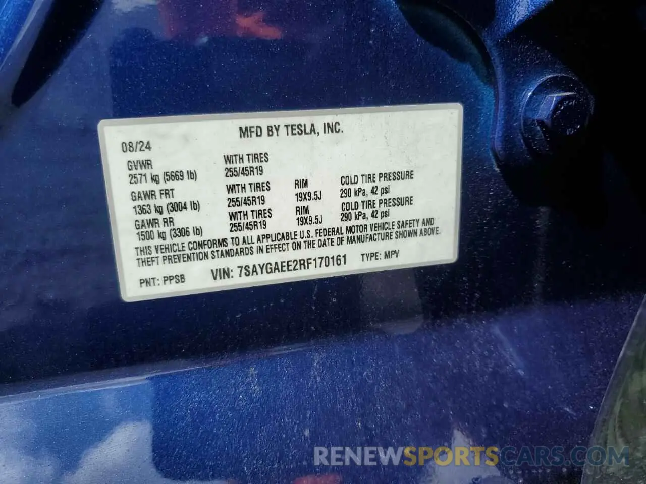 14 Photograph of a damaged car 7SAYGAEE2RF170161 TESLA MODEL Y 2024