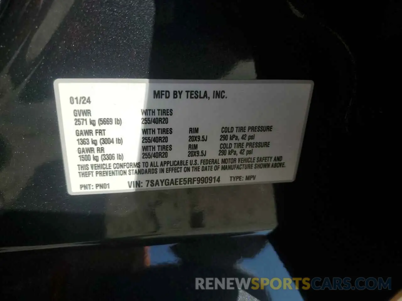 13 Photograph of a damaged car 7SAYGAEE5RF990914 TESLA MODEL Y 2024